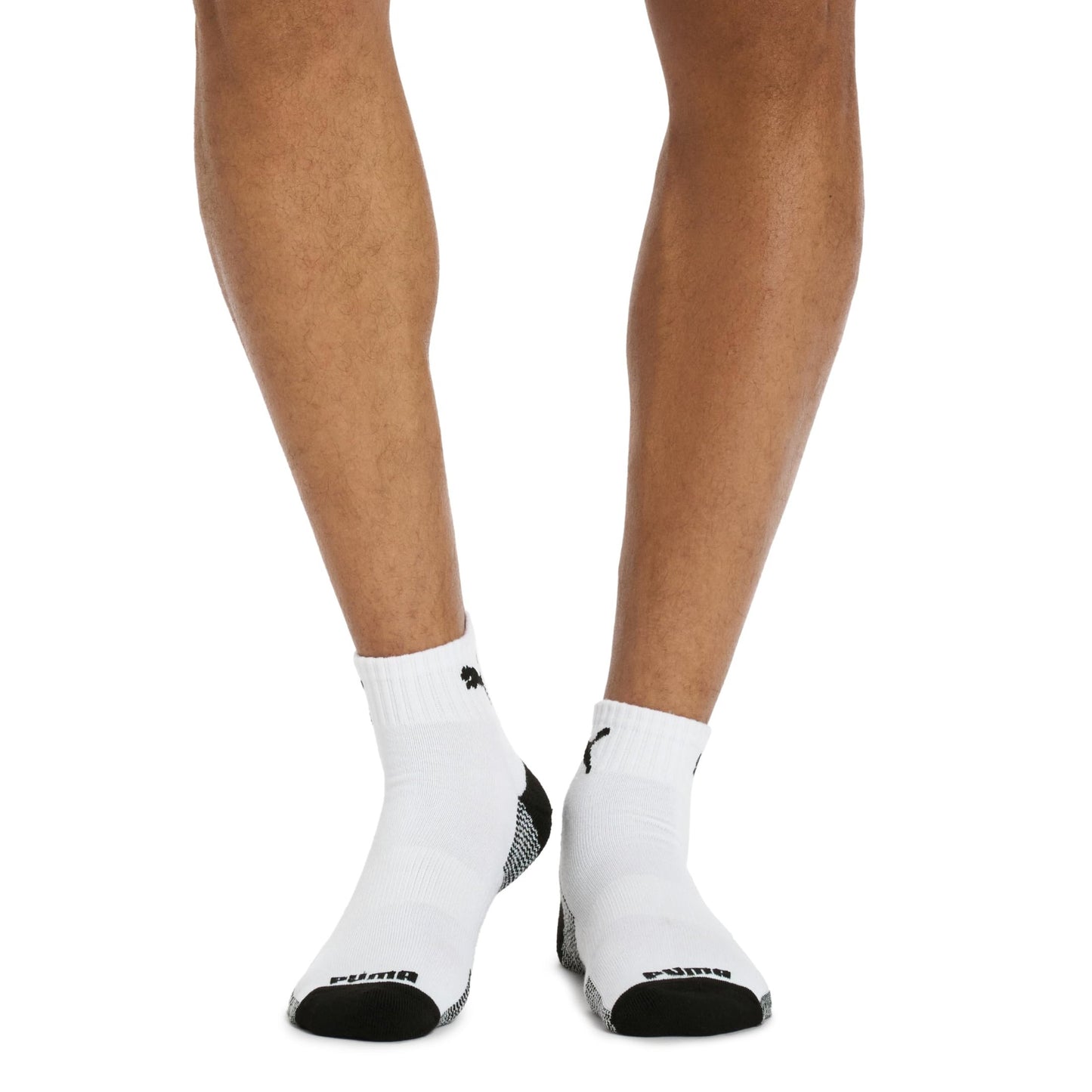 PUMA mens 6 Pack Quarter Crew running socks, White/Black, 10 13 US - Medaid International