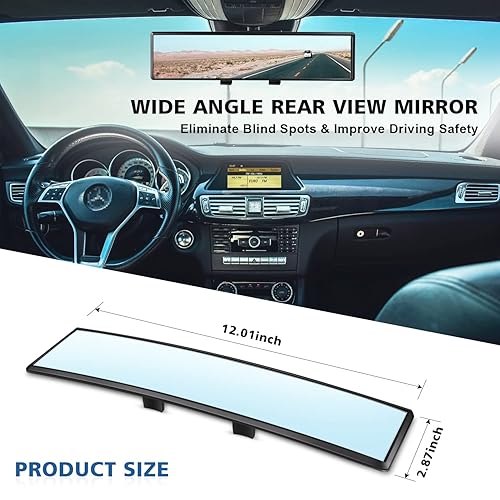 12" Panoramic Clip-On Rearview Mirror, Wide Angle
