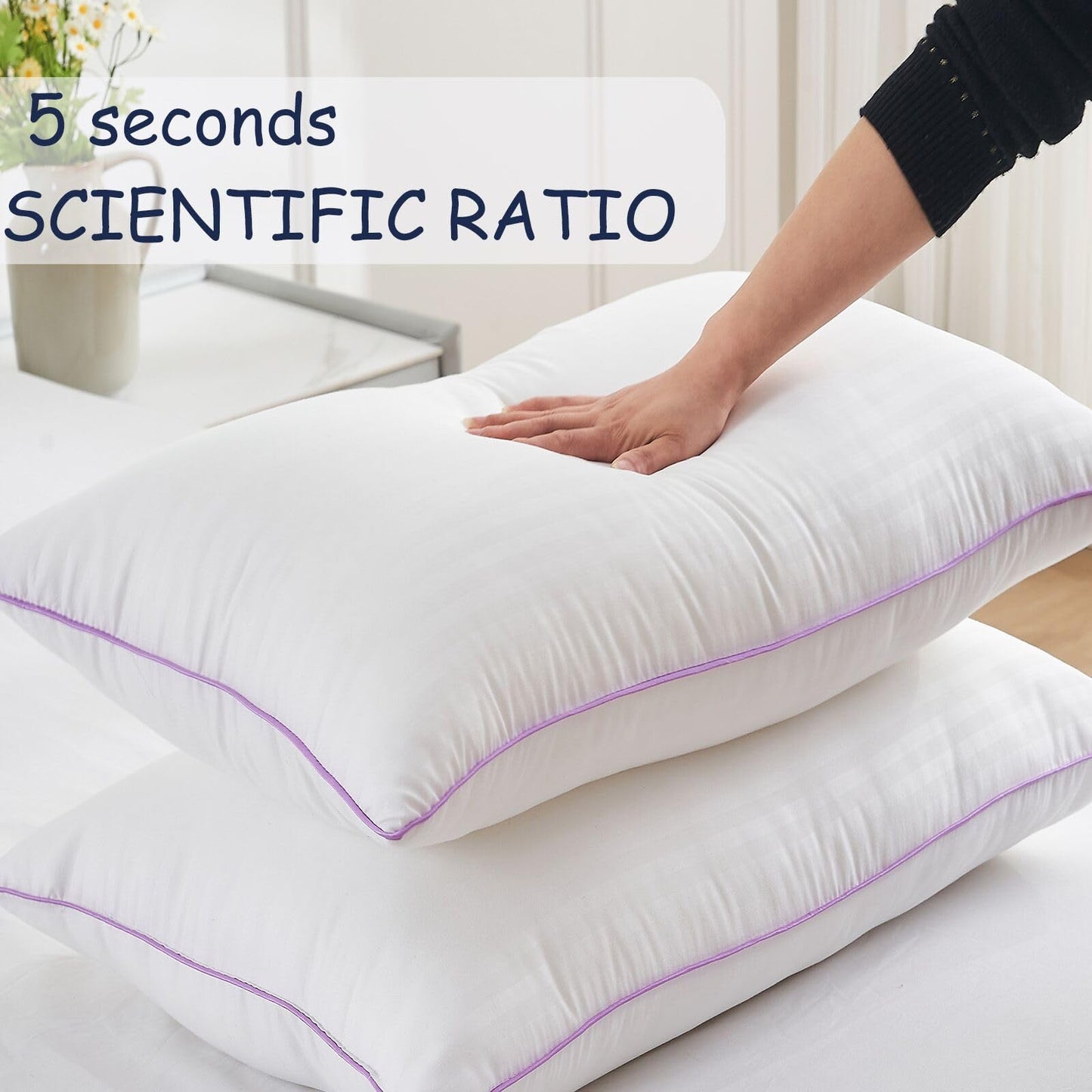 VAINOC Pillows Standard Size Set of 2,Breathable Hotel Collection Bed Pillows for Sleeping Medium Soft Down Alternative Microfiber Filled,20 x 26 Inches - Medaid International