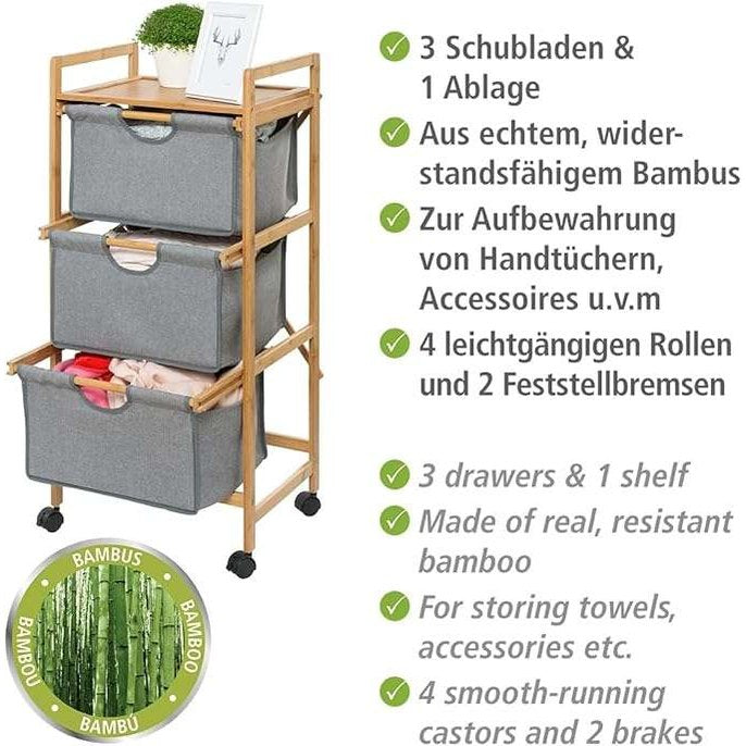 Laundry/Kitchen Trolley with 3 Removable Baskets by Wenko