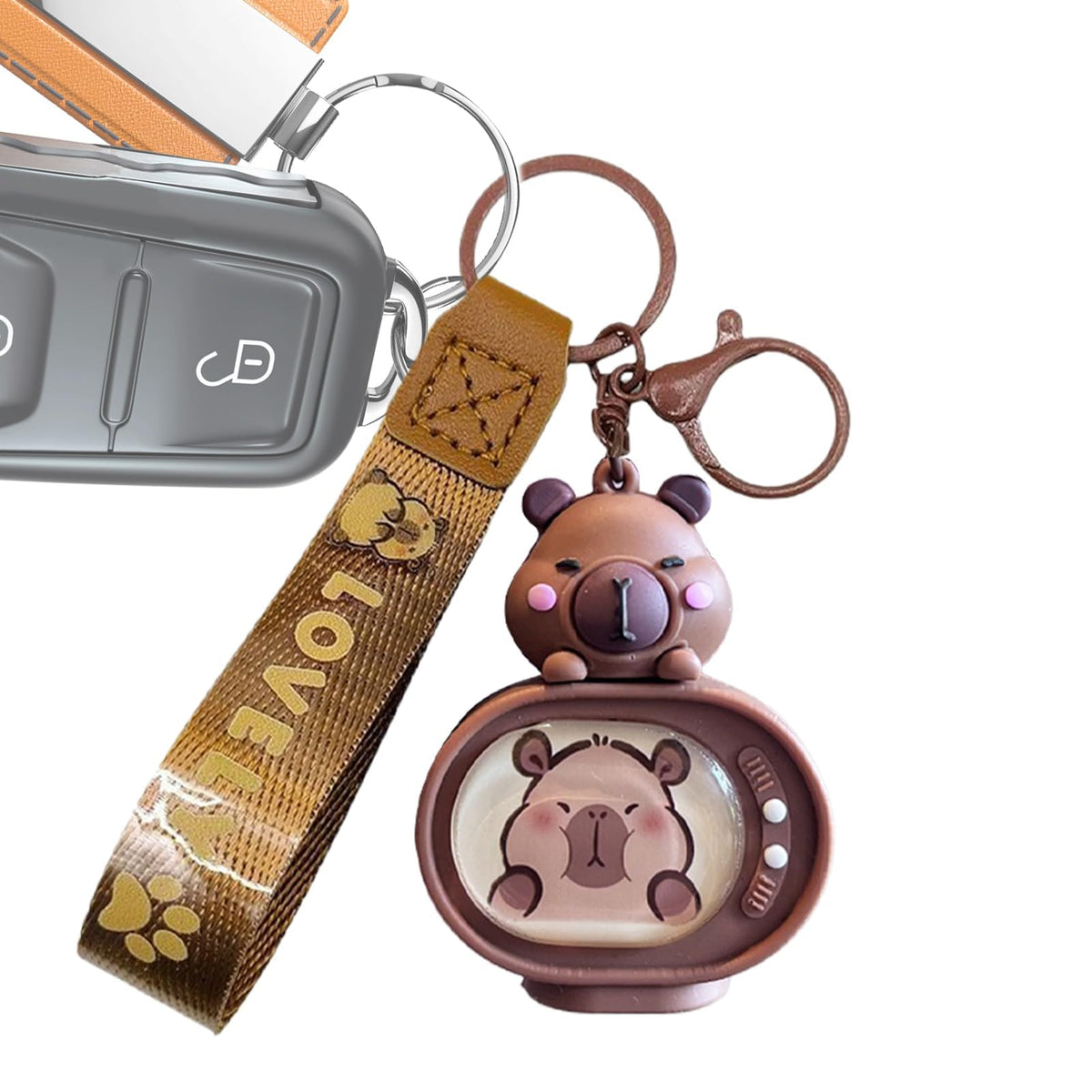 KASTWAVE Capybara LED Light Keychain | Cute Capybara TV Shape Ornament for Car Keys, Backpacks, Purses & Gym Bags – Fun Gift for Boys & Girls