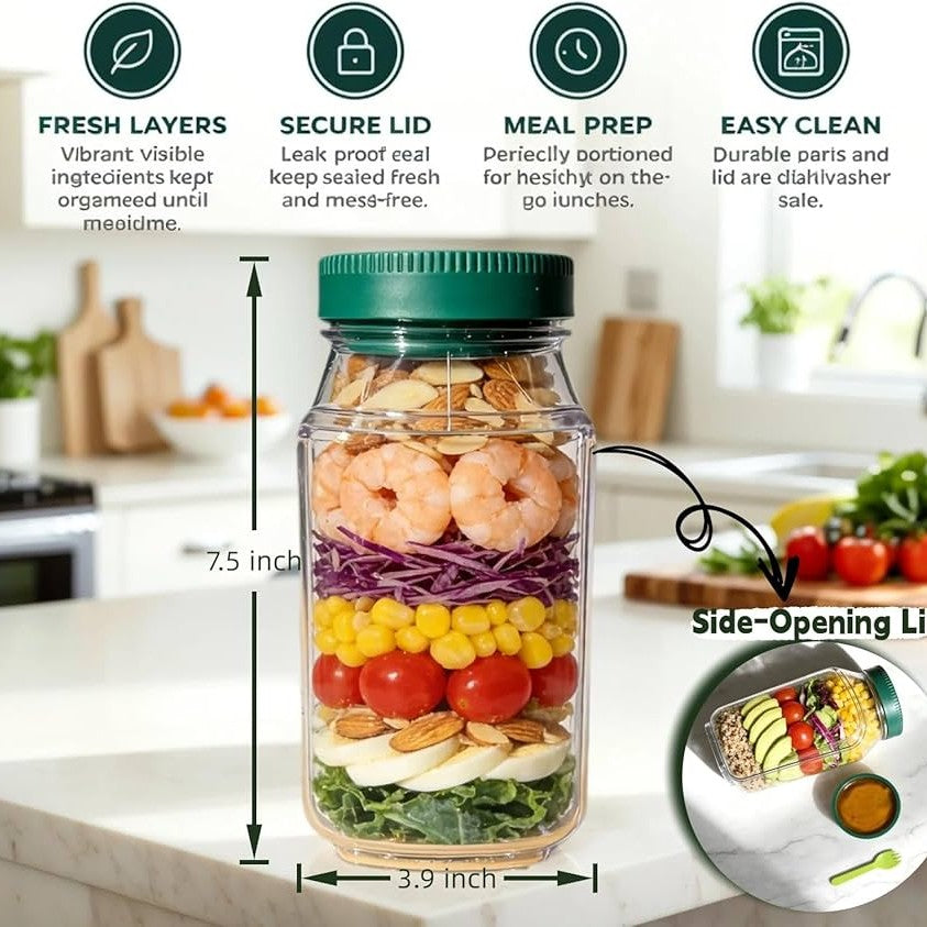 Salad Pod With Leakproof Jar Lid