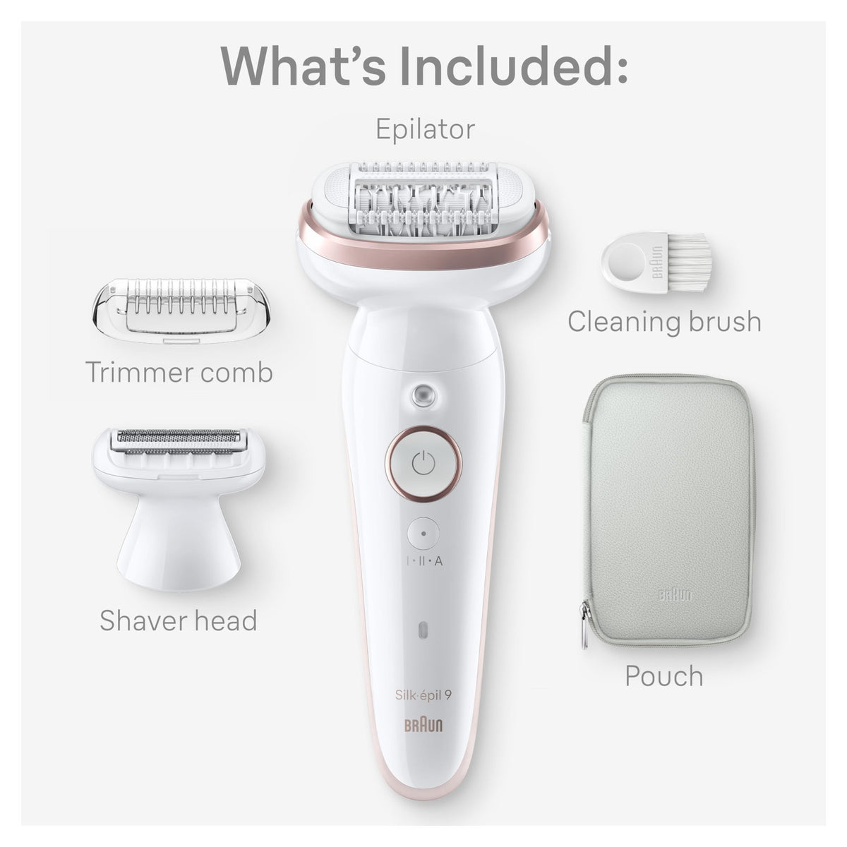 Braun Epilator Silk-épil 9, Hair Removal Device, Women Shaver & Trimmer, Pivoting Head, Wet and Dry Epilator, Includes Shaver Head and Trimmer Comb, SES9-030 - Medaid International