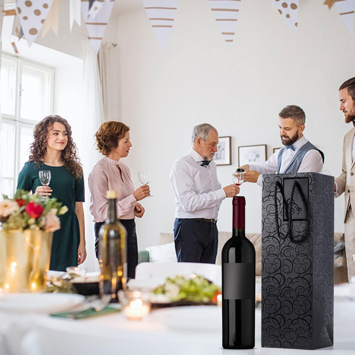 KASTWAVE Wine Gift Bag, Wine Bags 10 Pack, Wine Bags for Wine Bottles Gifts, Wine Bottle Gift Bags