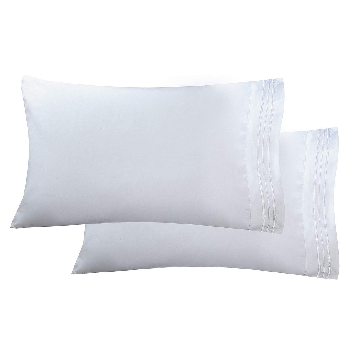 Elegant Comfort Luxury Ultra-Soft 2-Piece Pillowcase Set - 1500 Premium Hotel Quality Microfiber Double Brushed - Wrinkle Resistant, King Size, White - Medaid International