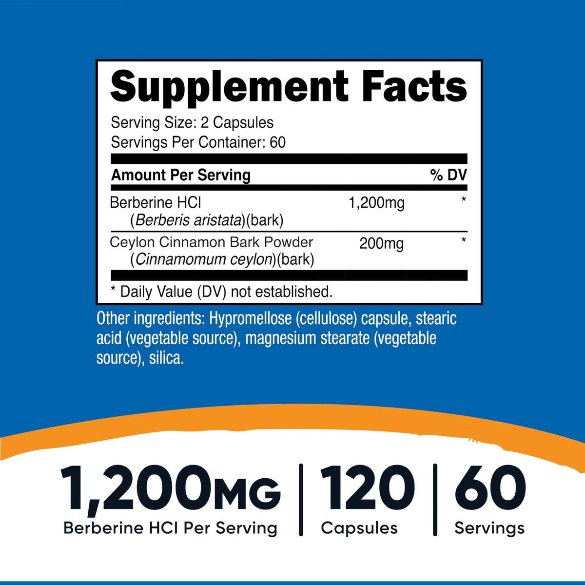 Nutricost Berberine HCl with Ceylon Cinnamon Capsules (120 Capsules, 60 Servings) - Non-GMO, Animal-Free Product - Medaid International