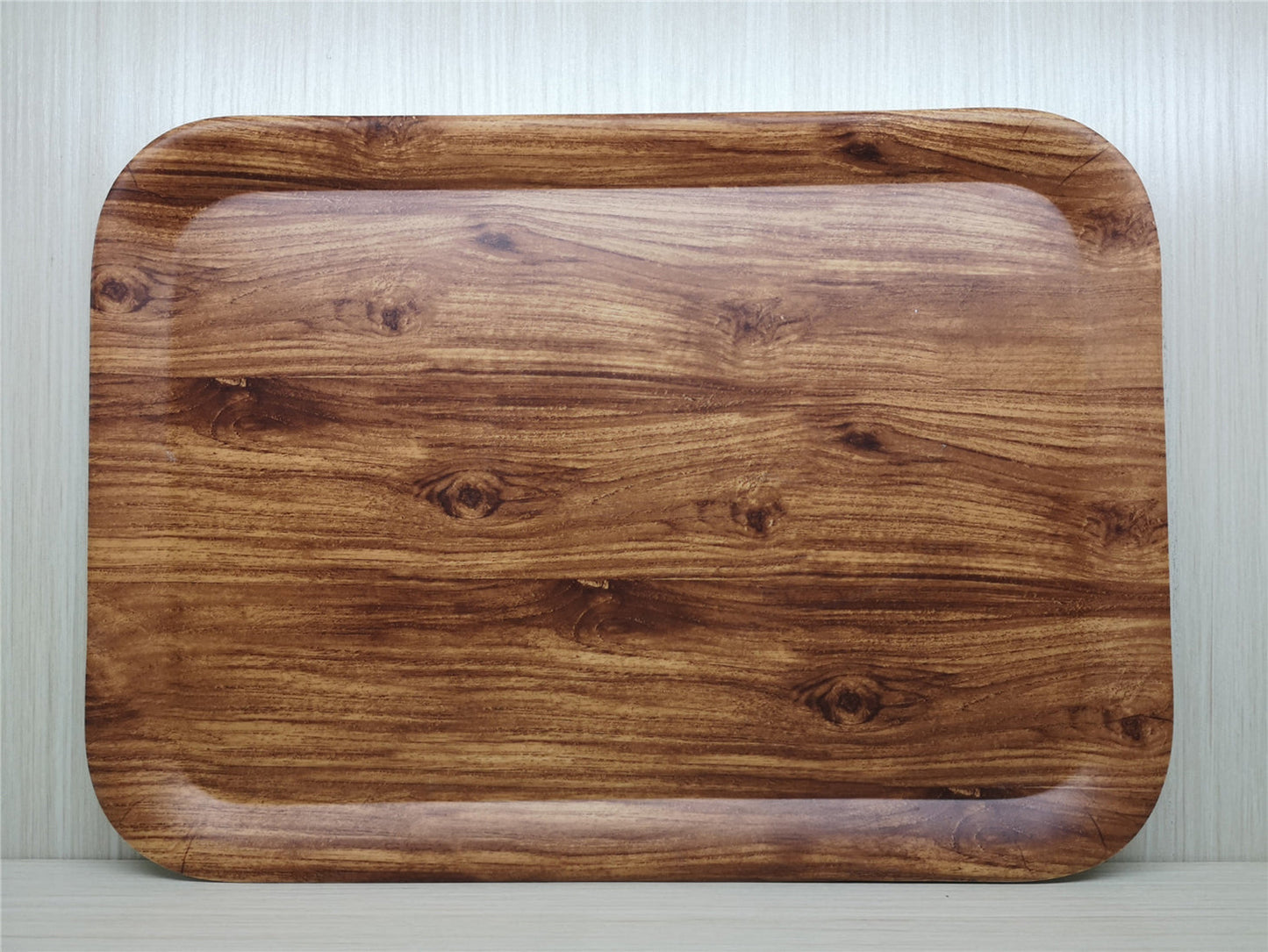 Wooden Design Rectangular Melamine Tray; 17"