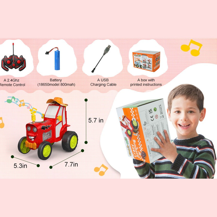 Tumama Kids - Crazy Jumping Car With Led Light - Music&Reachargeable Battery