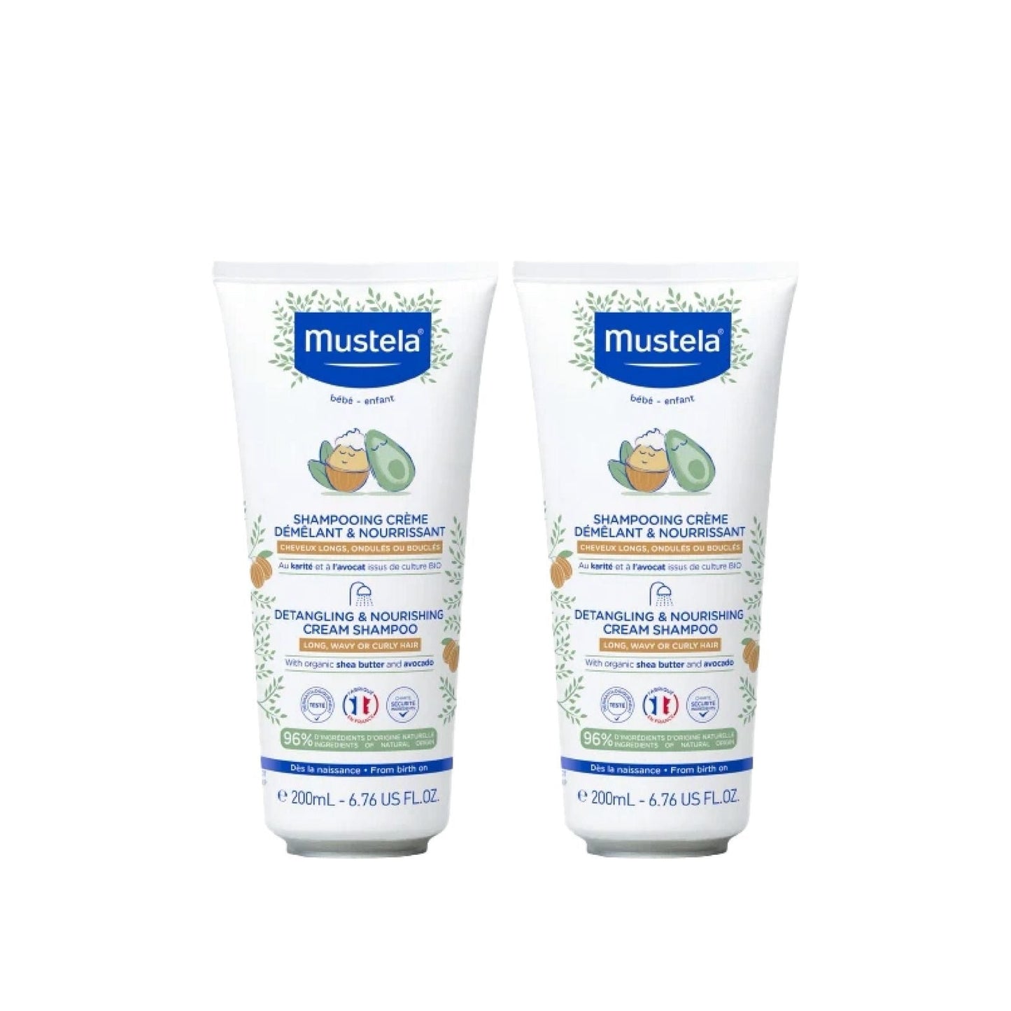 2X Mustela Detangling & Nourishing Cream Shampoo Detangling & Nourishing Cream Shampoo 200ML+ FREE HairBrush