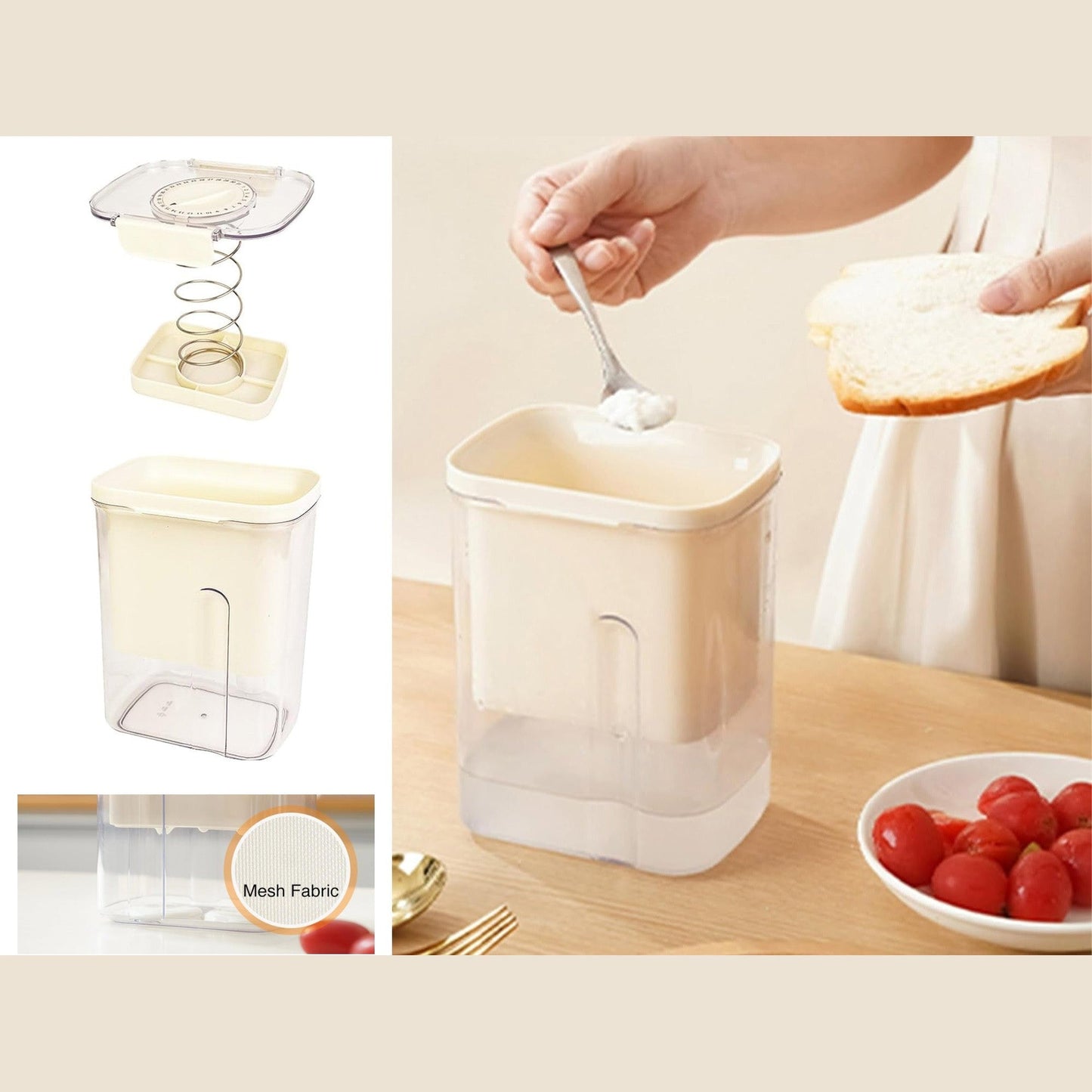Rectangular Labneh Maker Strainer with Spring