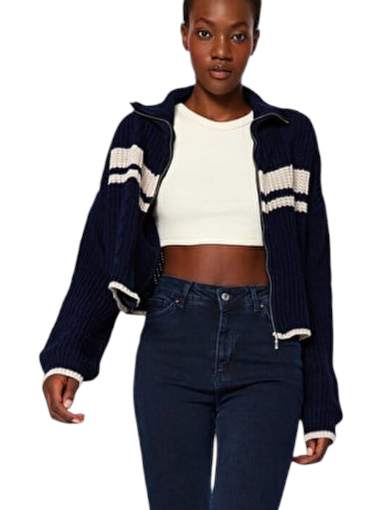 Women's Knitted Sweaters,Navy/White