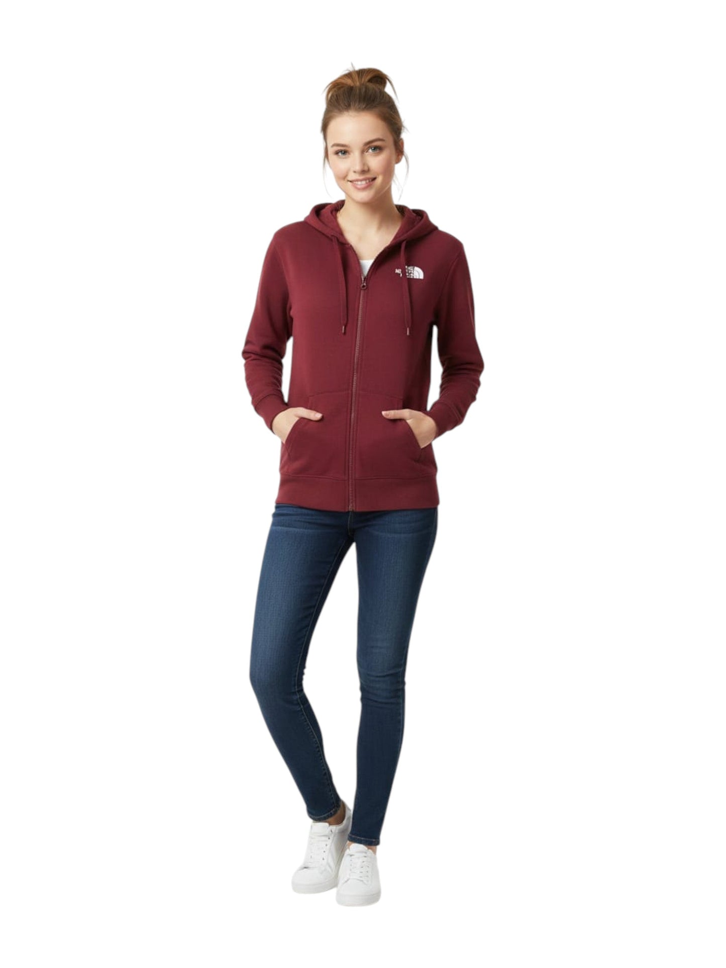 Women's Plain Solid Hoodie,Burgundy