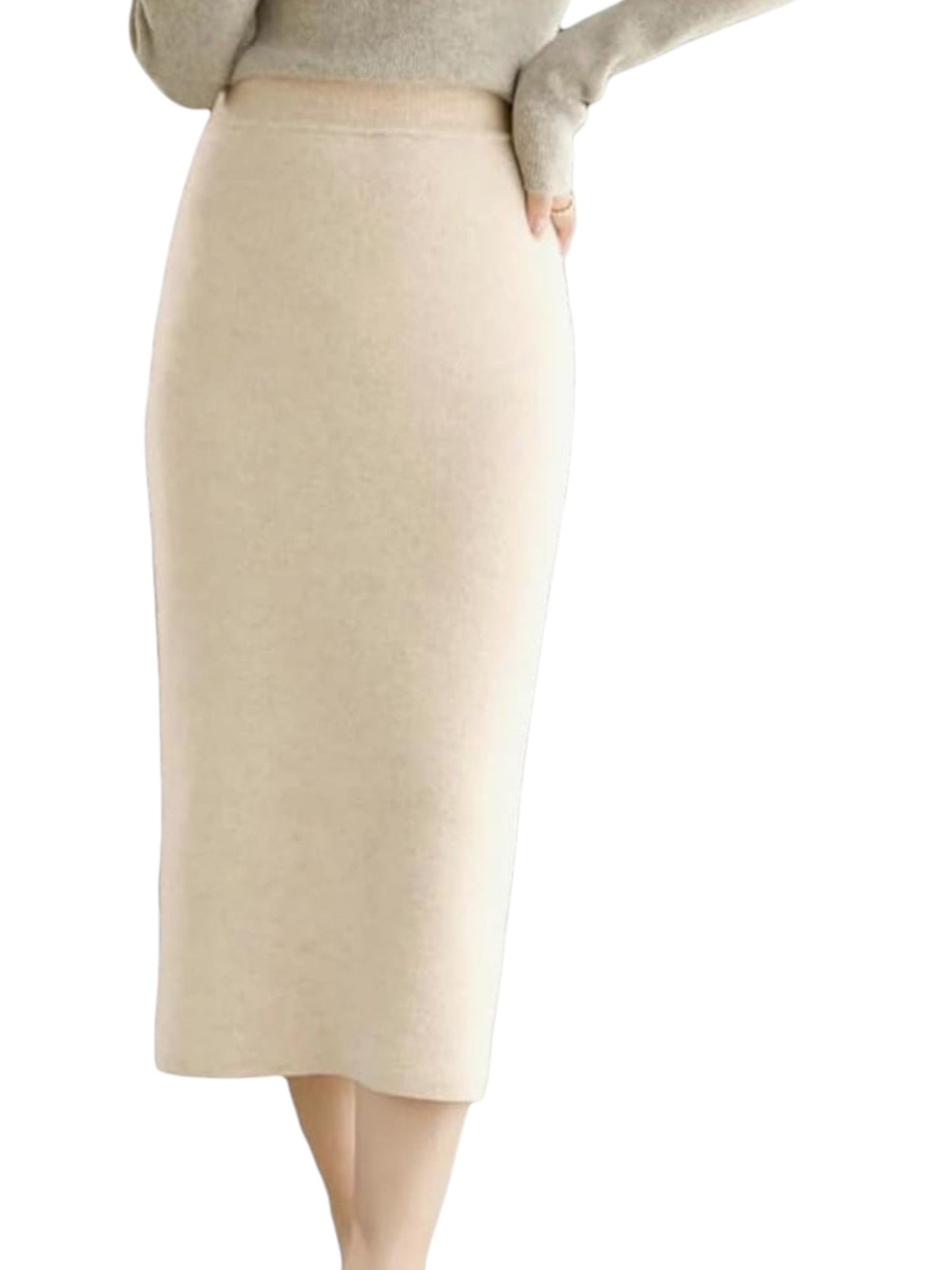 Women's Plain Solid Skirt,Beige