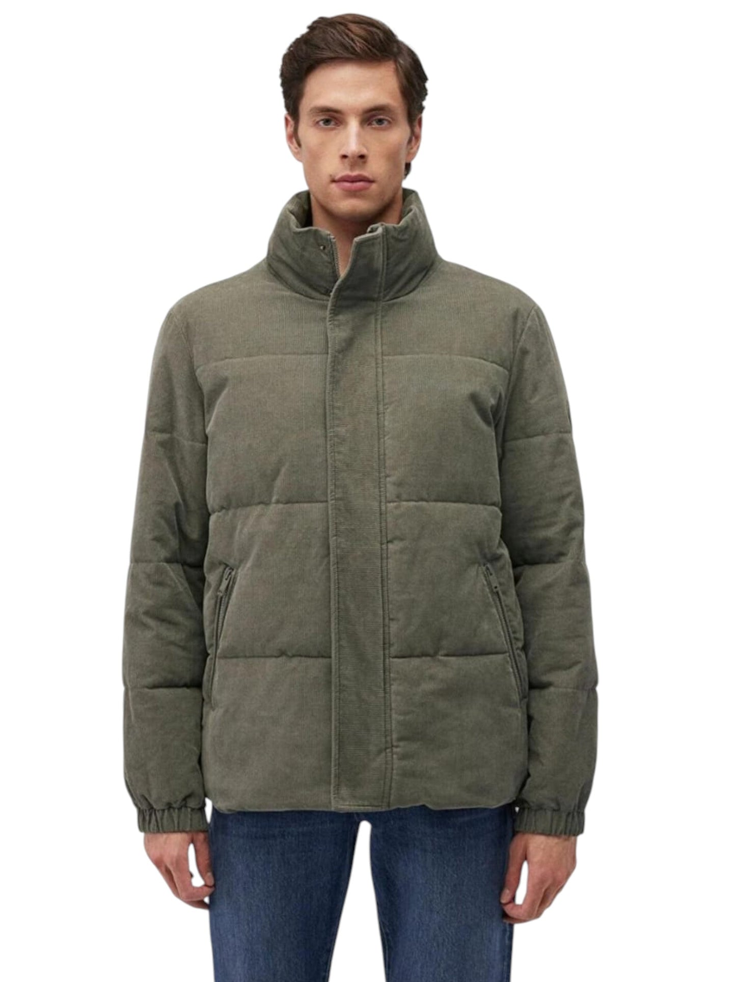 Men's Ribbed Quilted Jacket,Olive