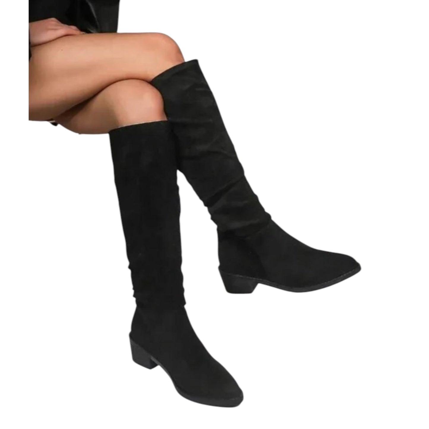 Women's Plain Knee High Shoes,Black