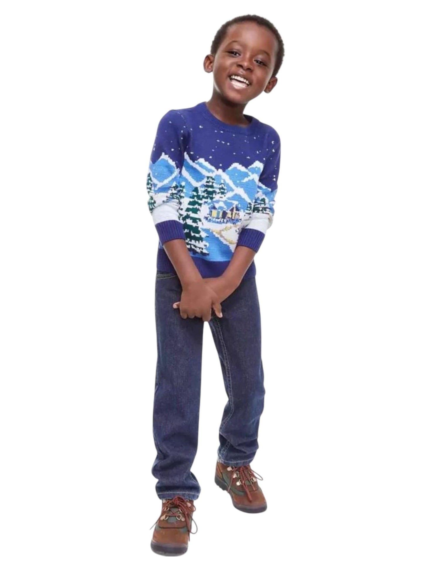 Kids Boy's Graphic Printed Sweaters,Navy