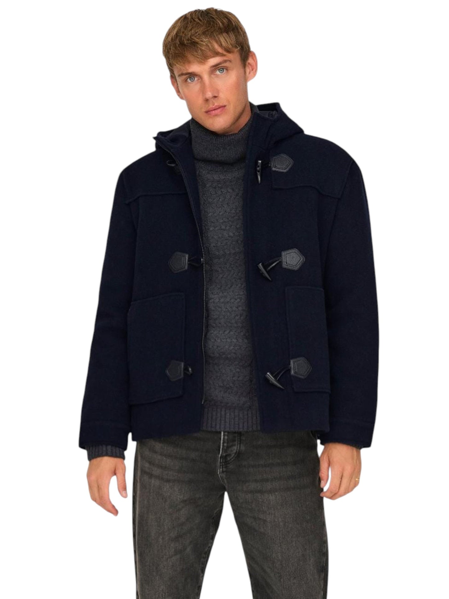 Men's Plain Solid Jacket,Navy