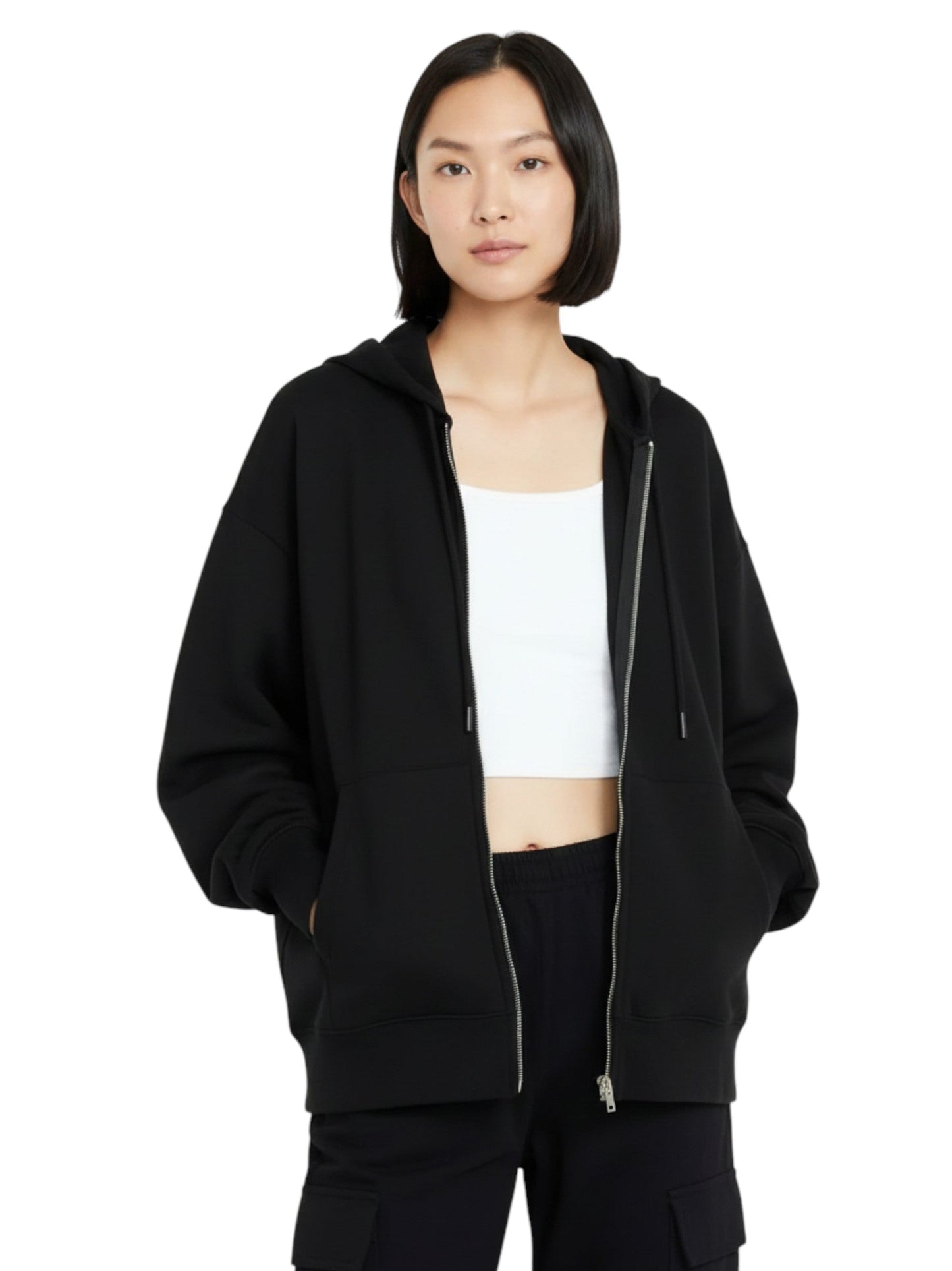 Women's Plain Solid Hoodie,Black