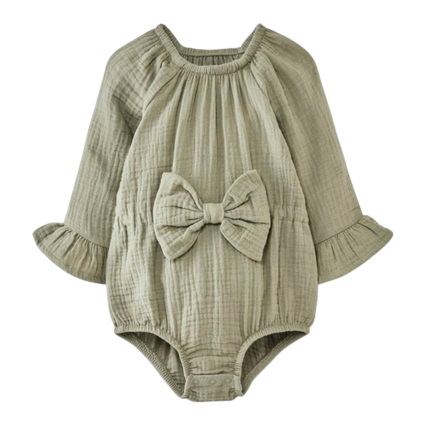 Kids Girl's Plain Solid Bodysuit,Light Olive