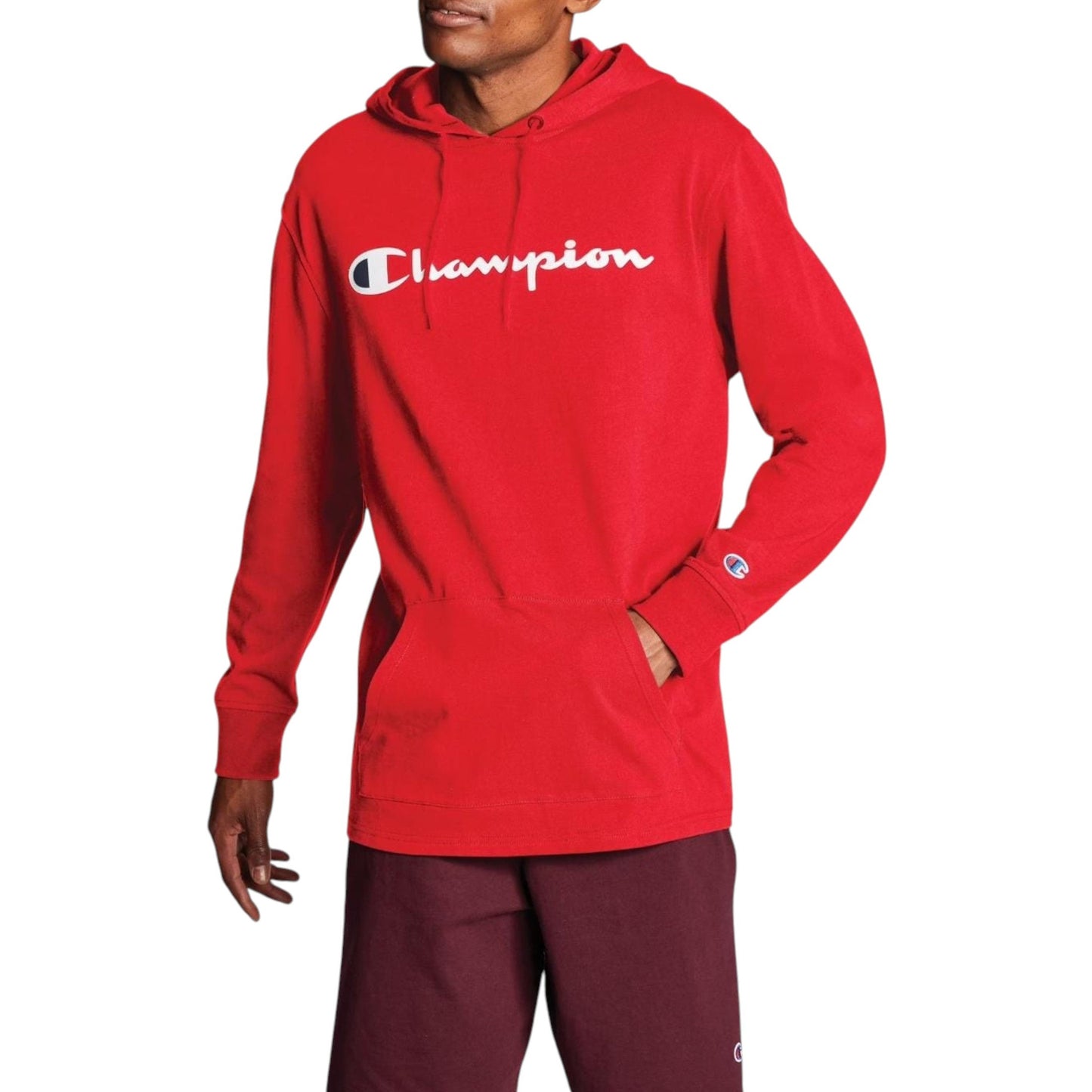 Men's Brand Logo Printed Hoodie,Red