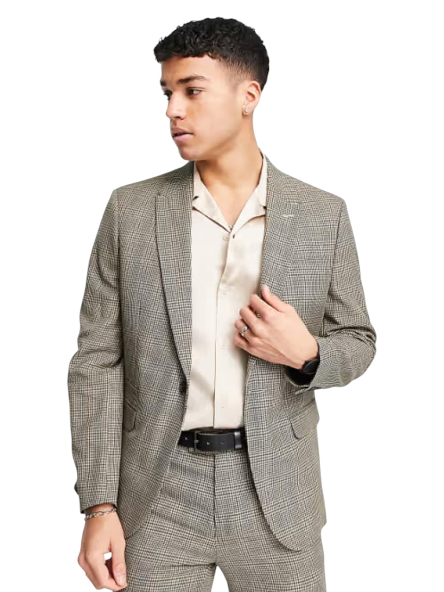 Men's Plaid Blazer,Grey