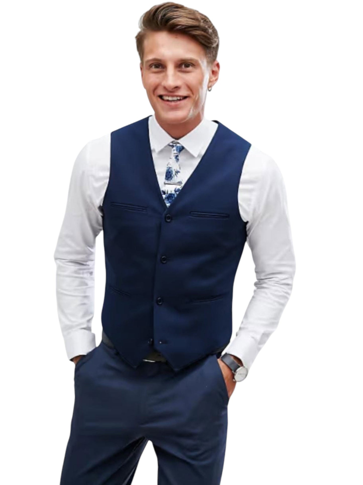 Men's Plain Vest,Navy