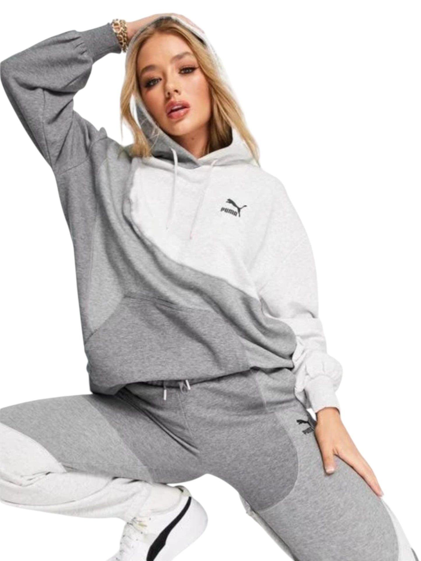 Women's Colorblocked Hoodie,Grey