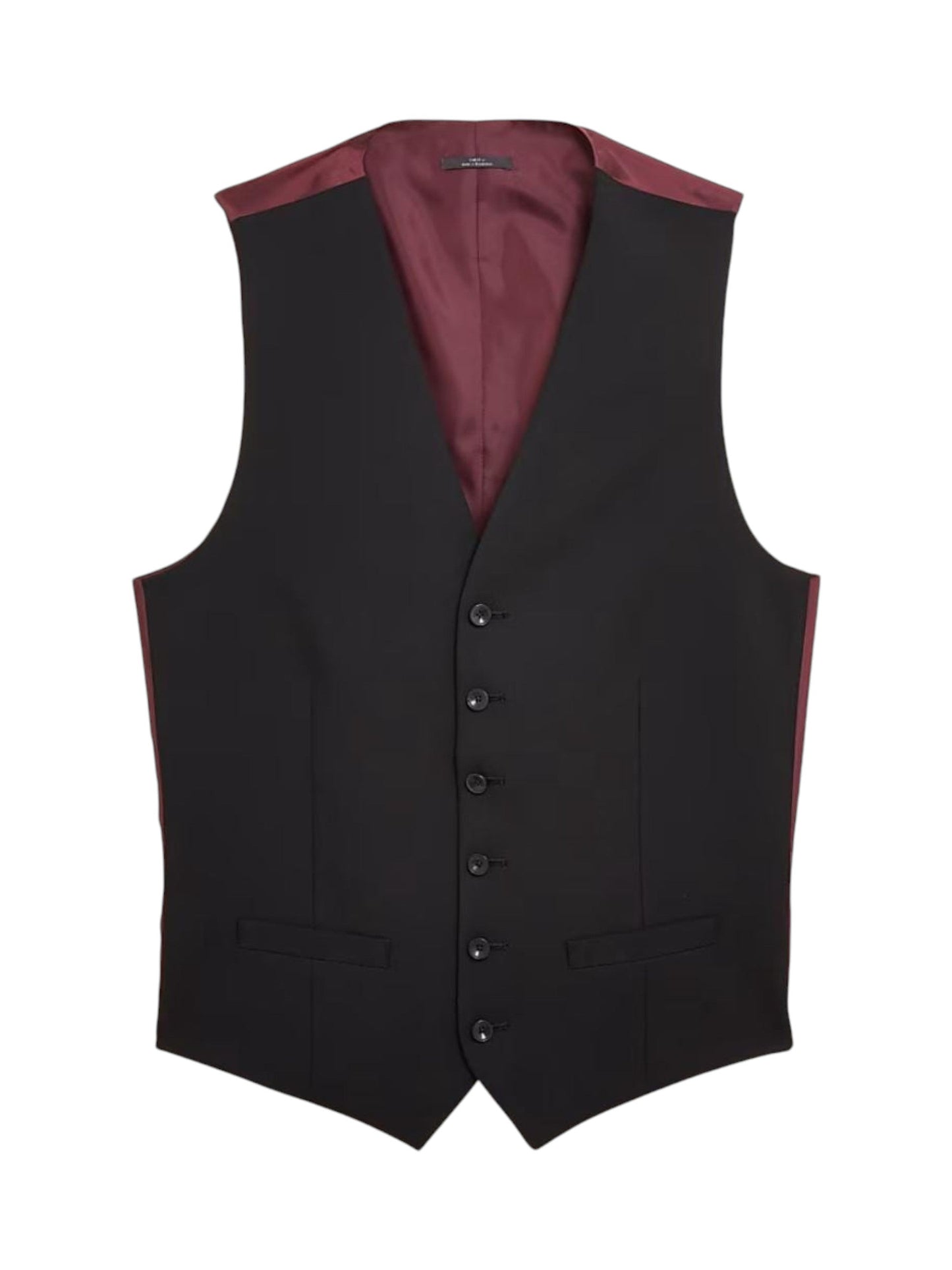Men's Plain Vest,Black/Burgundy