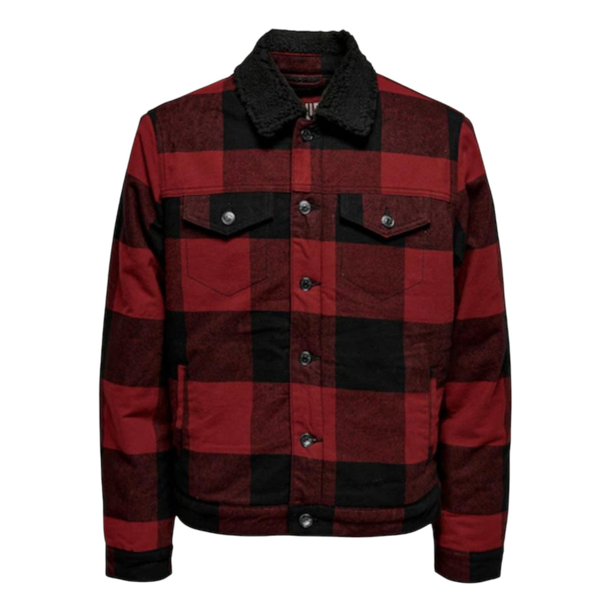 Men's Plaid Jacket,Black/Red