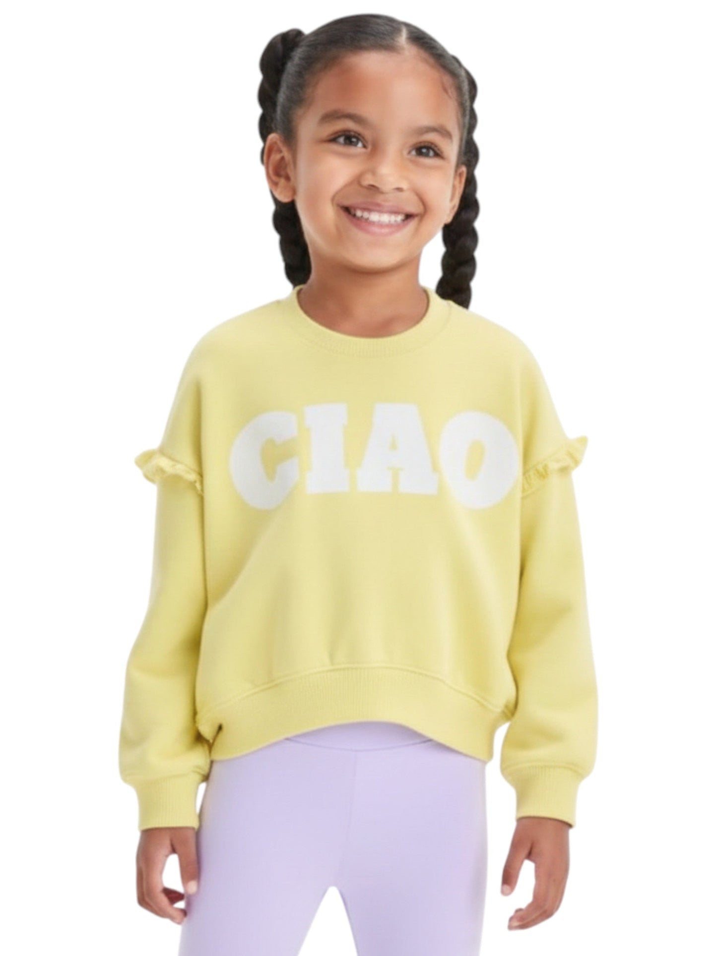 Kids Girl's Printed Sweaters,Yellow