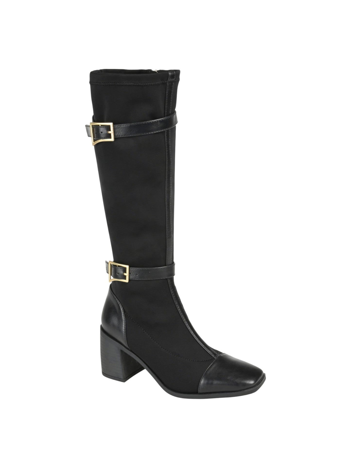 Women's Plain Knee High Heeled Boots,Black