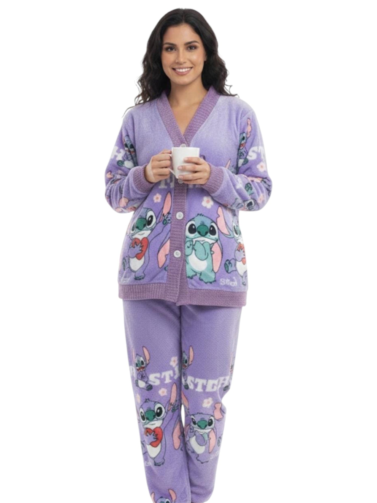 Women's Faux Fur Sleepwear Pajama Set,Purple