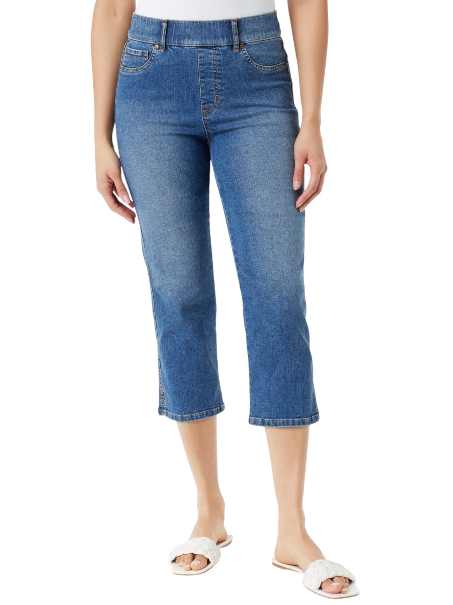 Women's Plain Crop Jeans,Blue