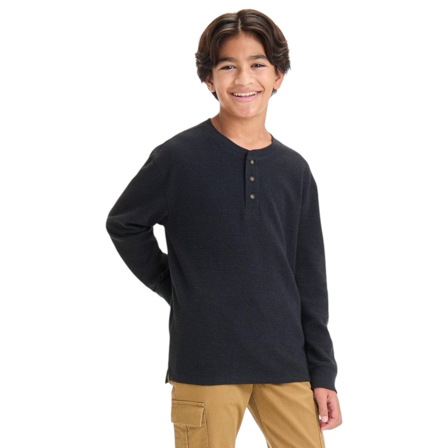 Kids Boy's Ribbed Top,Black