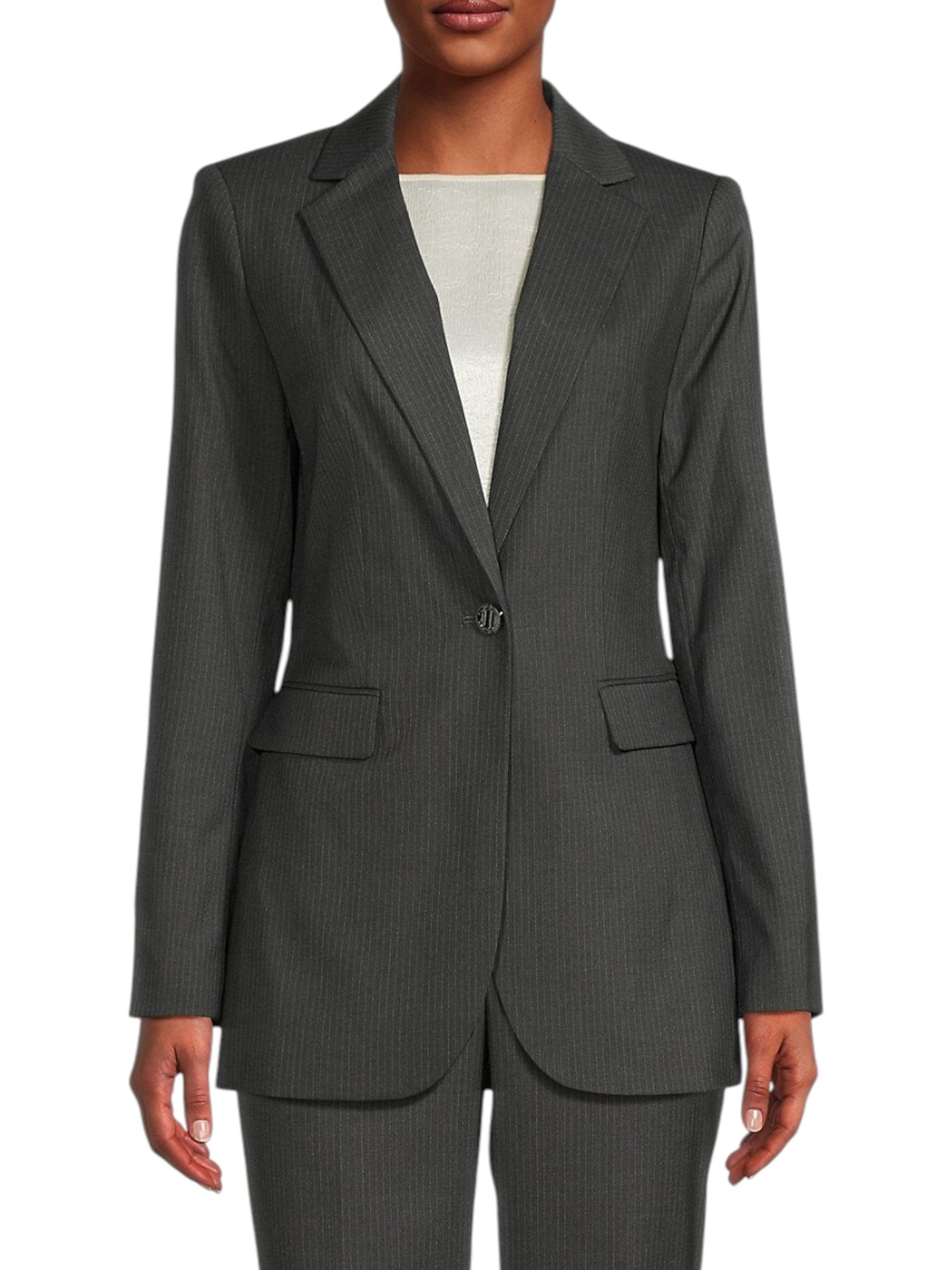Women's Striped Blazer,Dark Grey