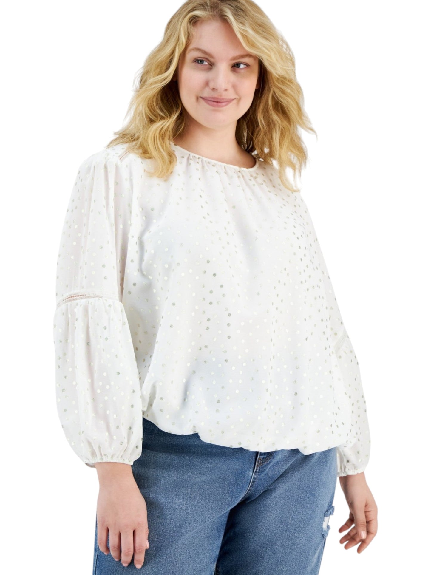 Women's Dotted Top,White