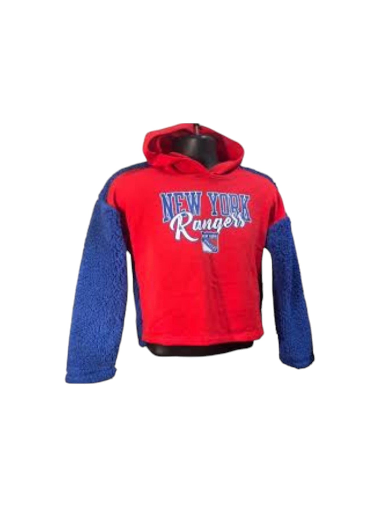 Kids Girl's Printed Faux Fur Sleeve Hoodie,Blue/Red