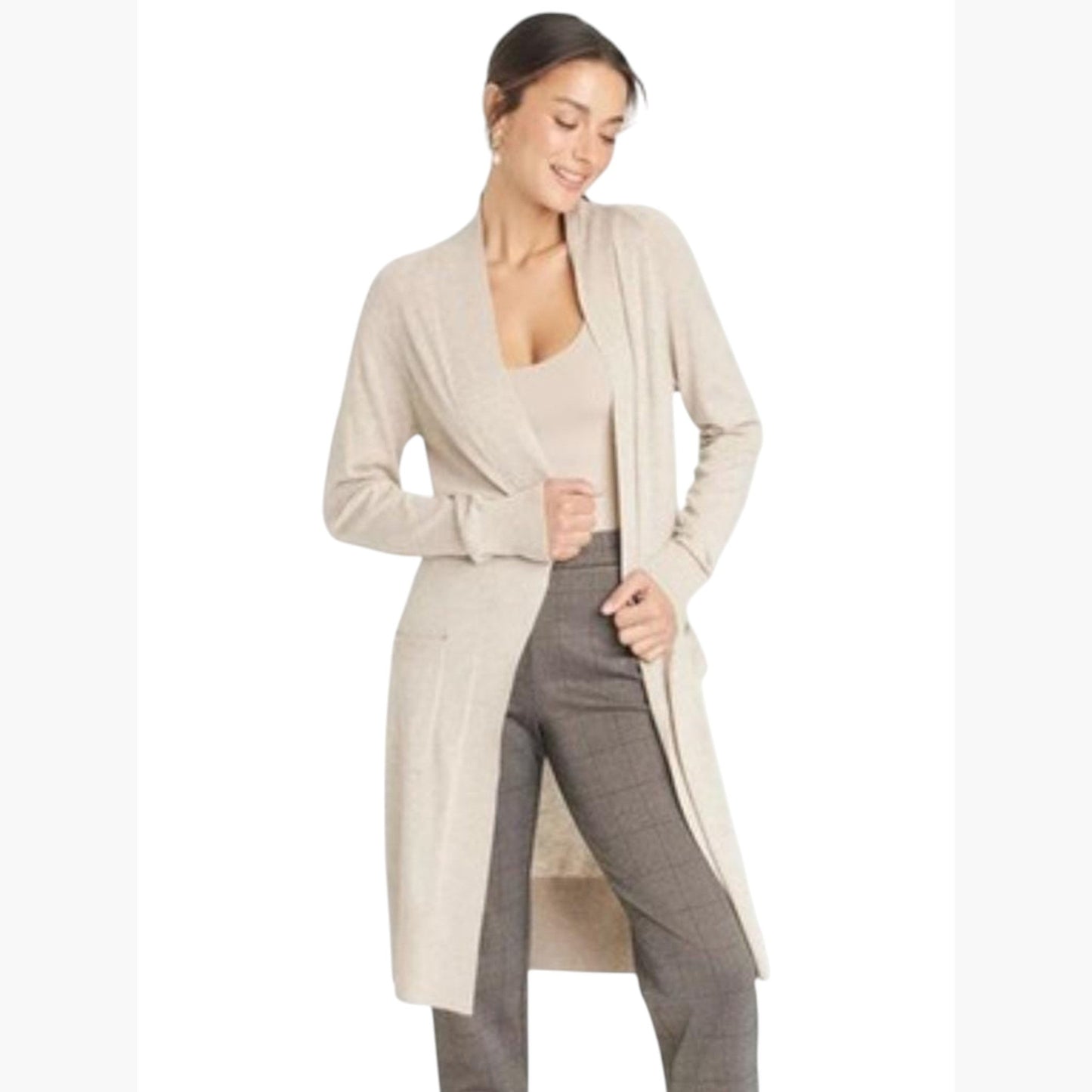 Women's Knitted Top Cardigan,Light Beige