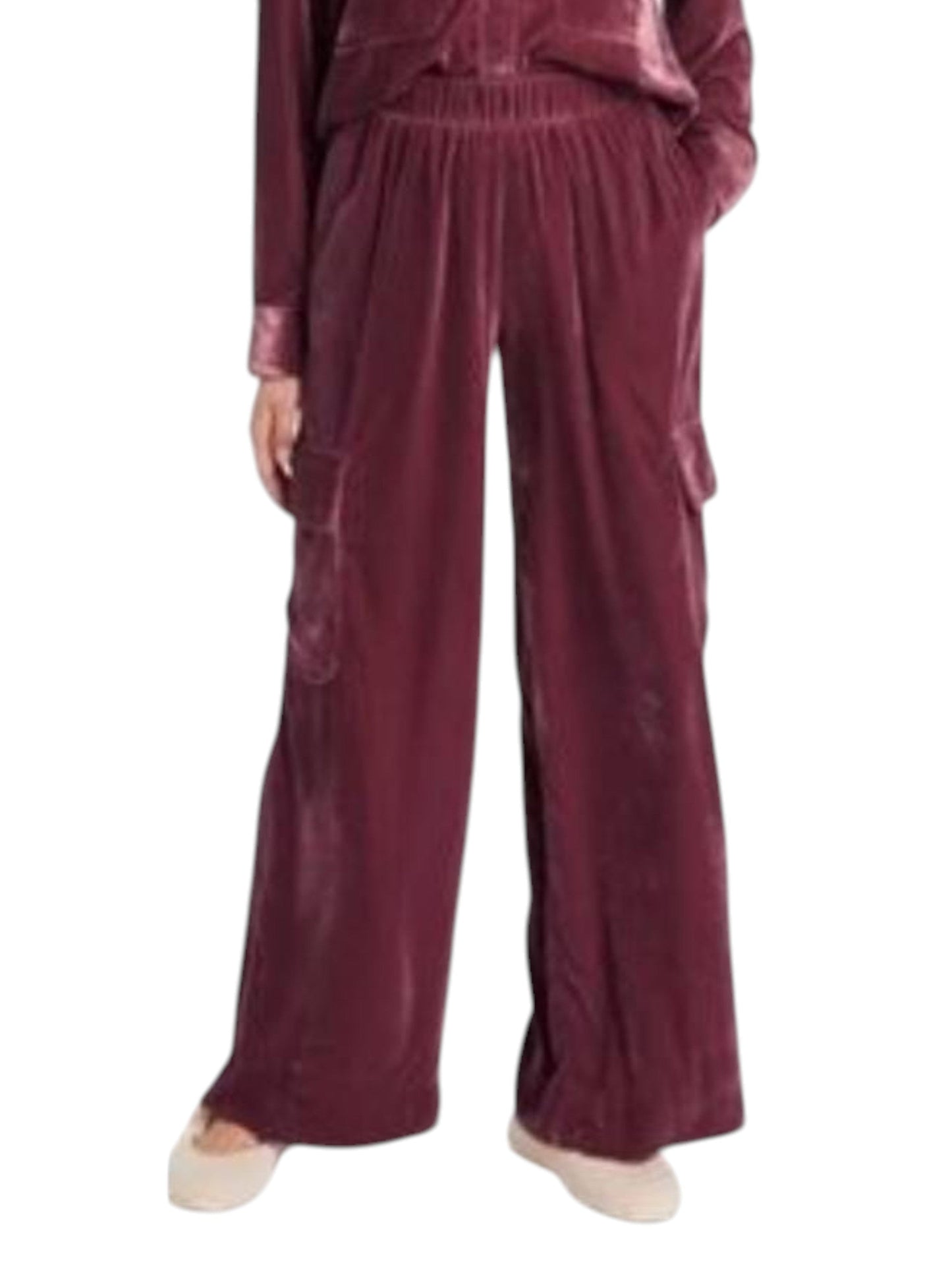 Women's Plain Velour Pant,Mauve