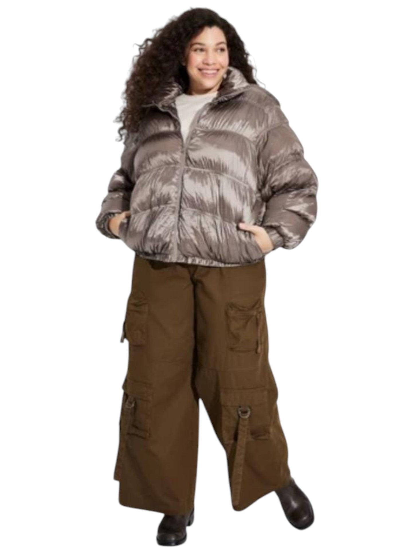 Women's Quilted Jacket,Shiny Brown