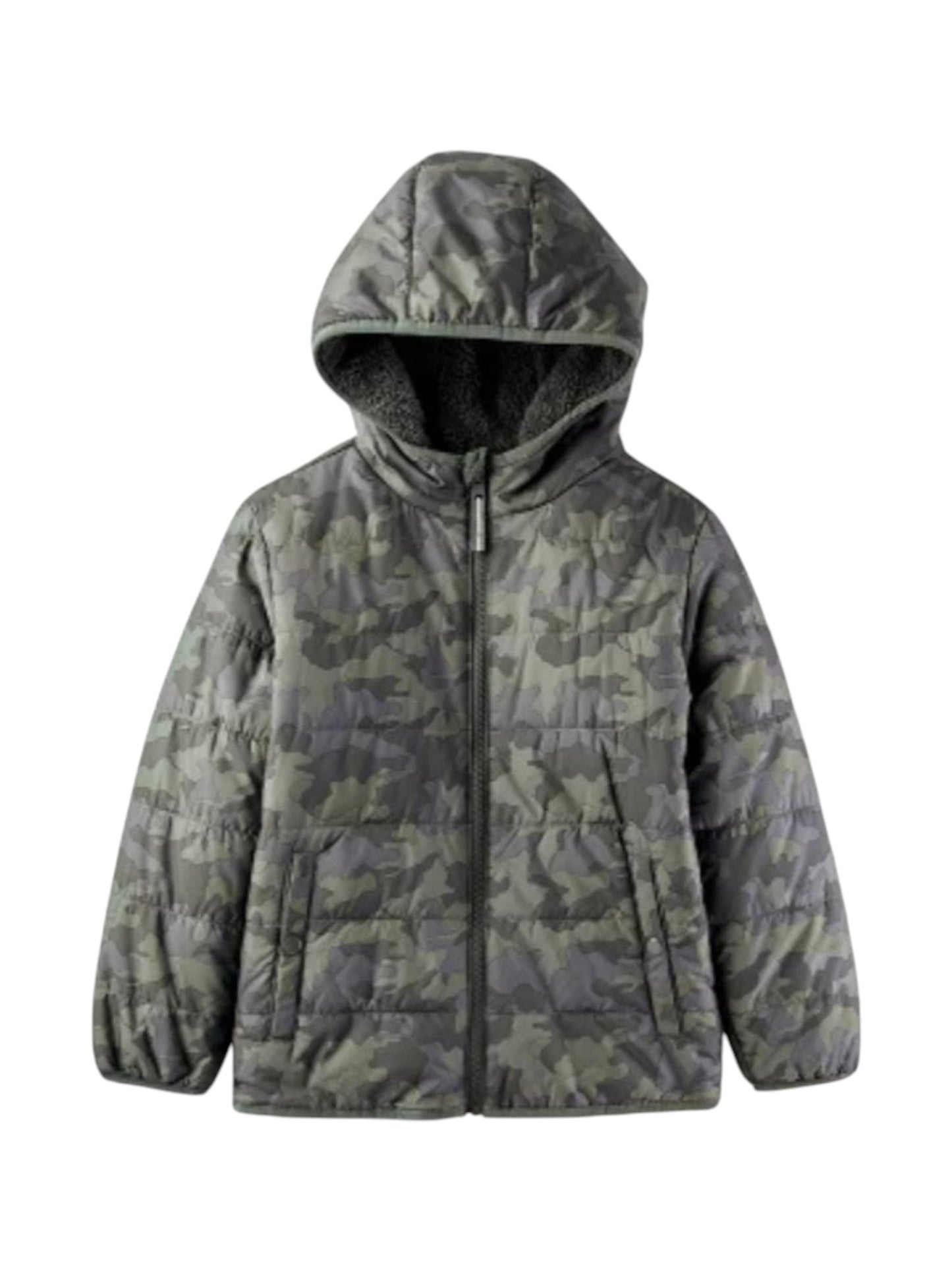 Kids Boy's Quilted Lined Jacket,Olive