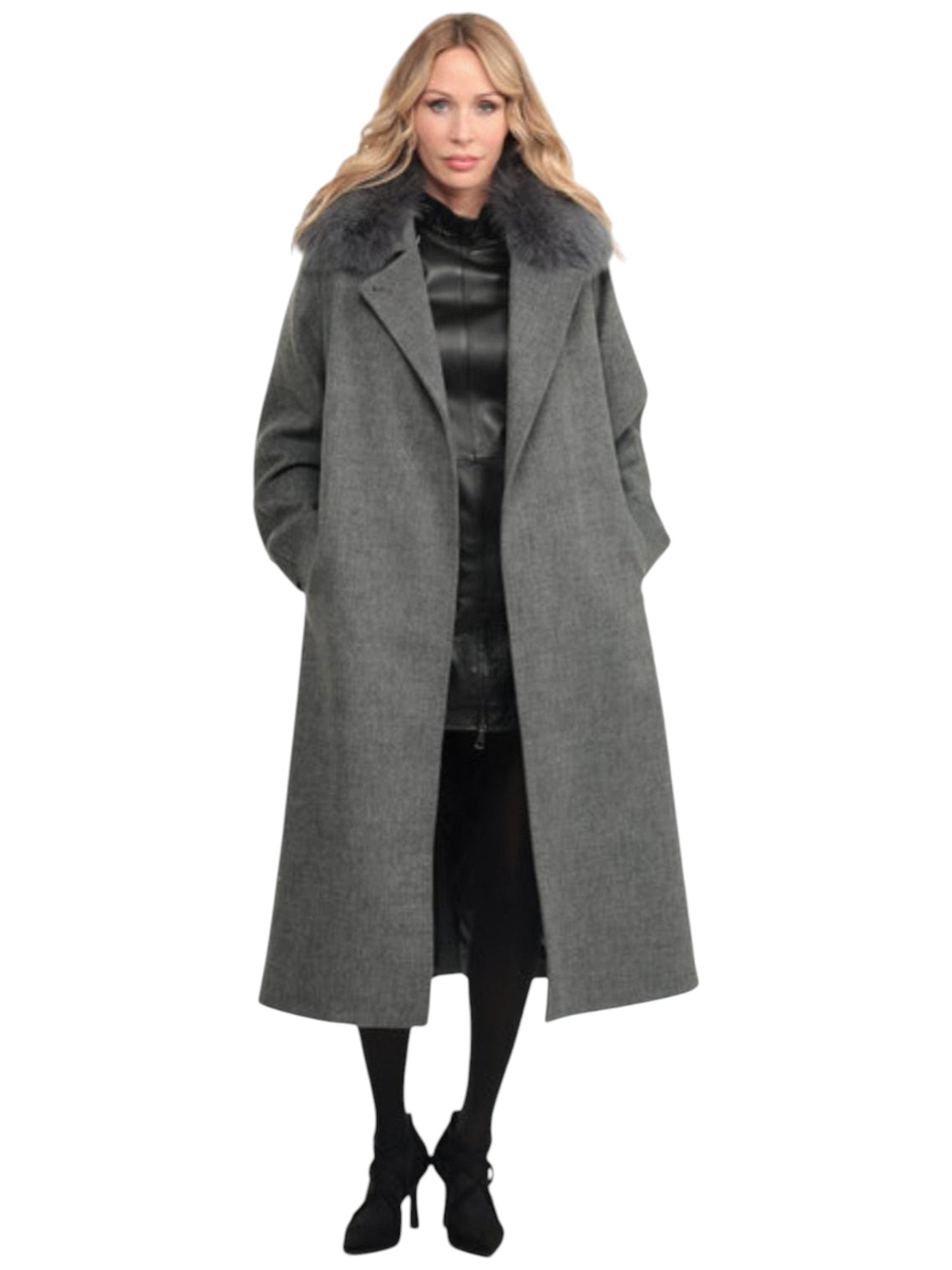 Women's Plain Coat,Grey