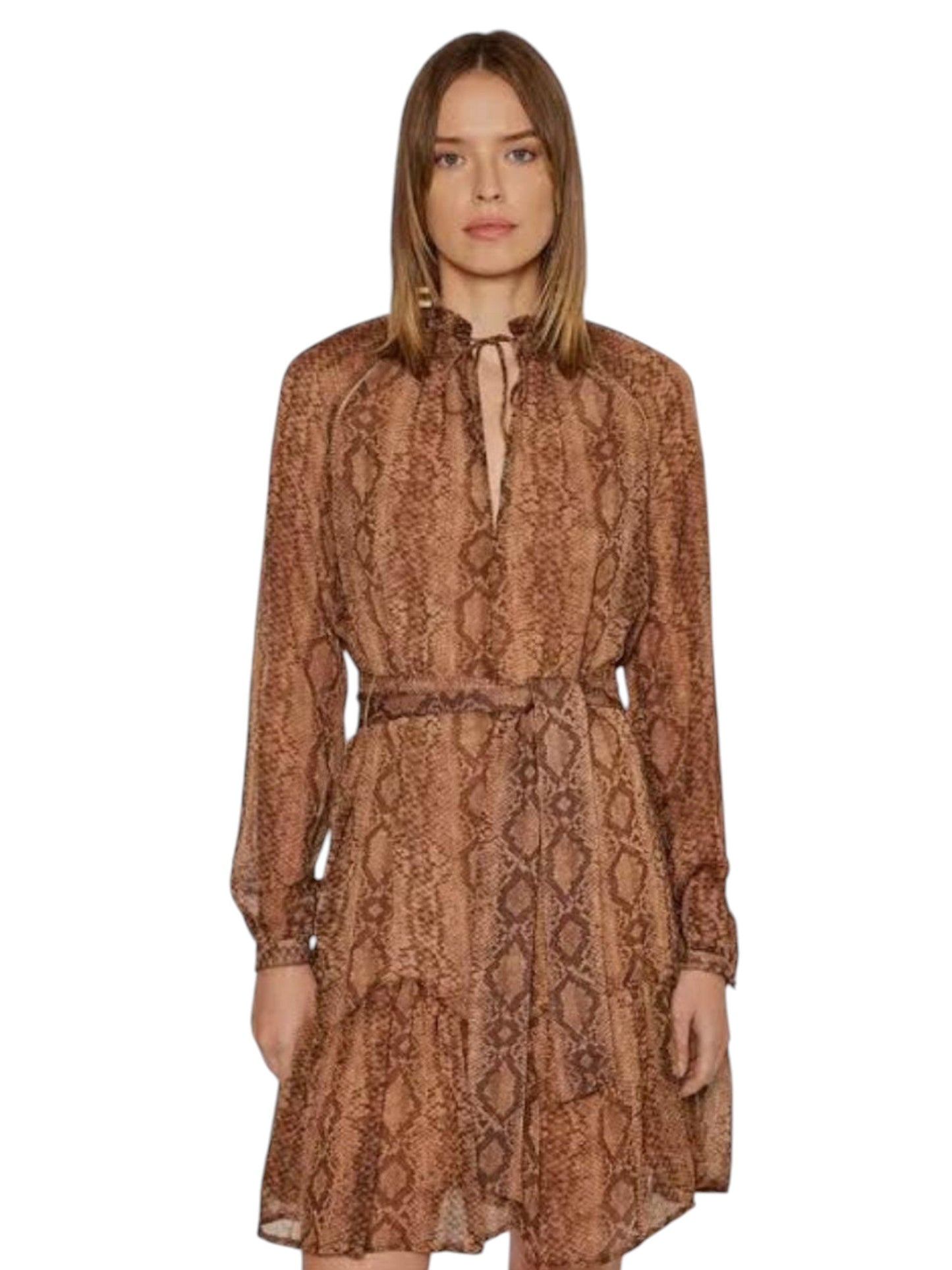 Women's Snake Leather Printed Dress,Brown