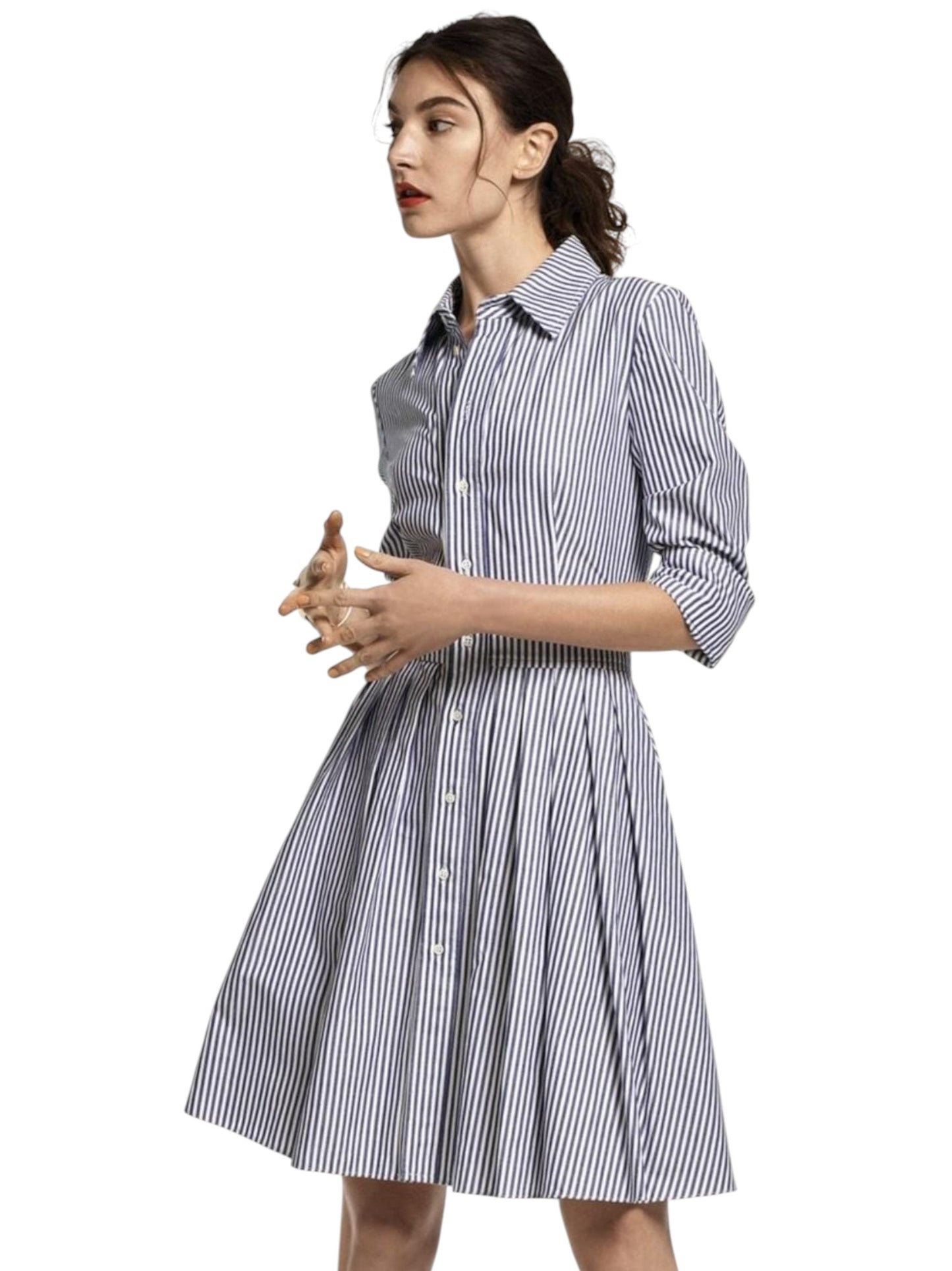 Women's Striped Dress,White/Light Grey