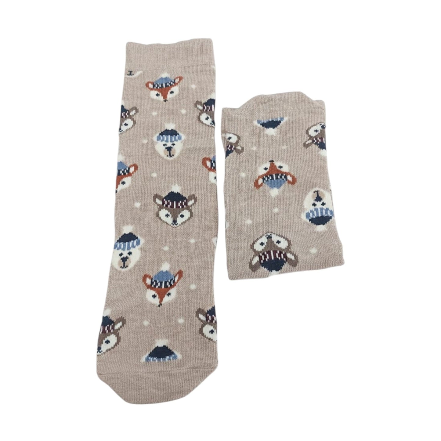 Women's Printed Knitted Socks,Beige