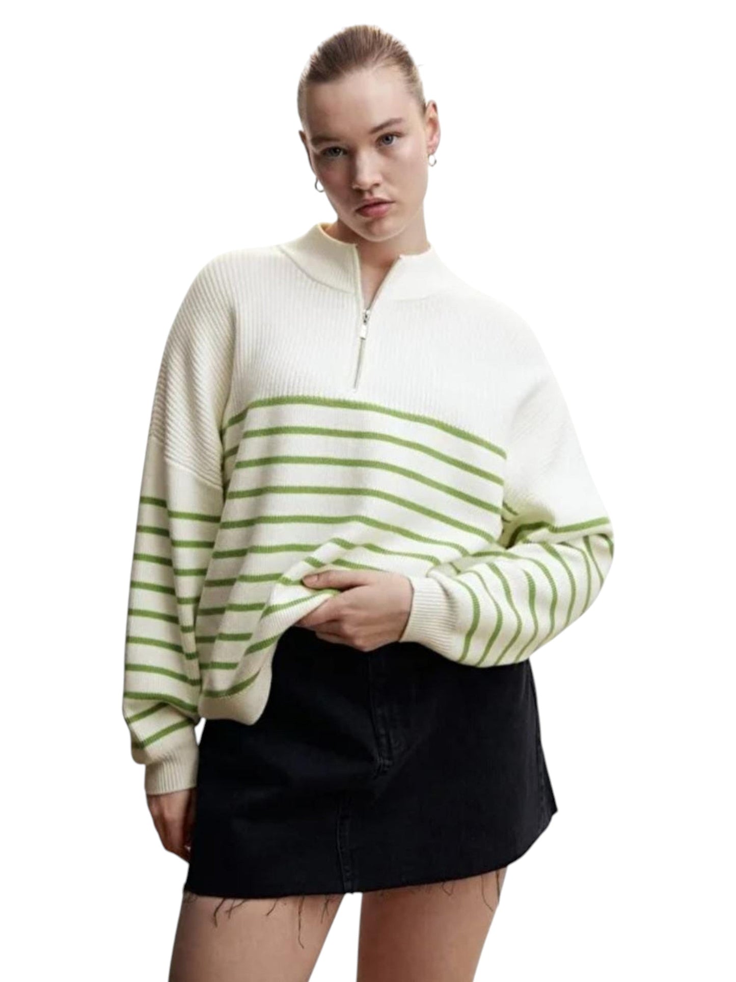 Women's Striped Knitted Sweaters,Off White