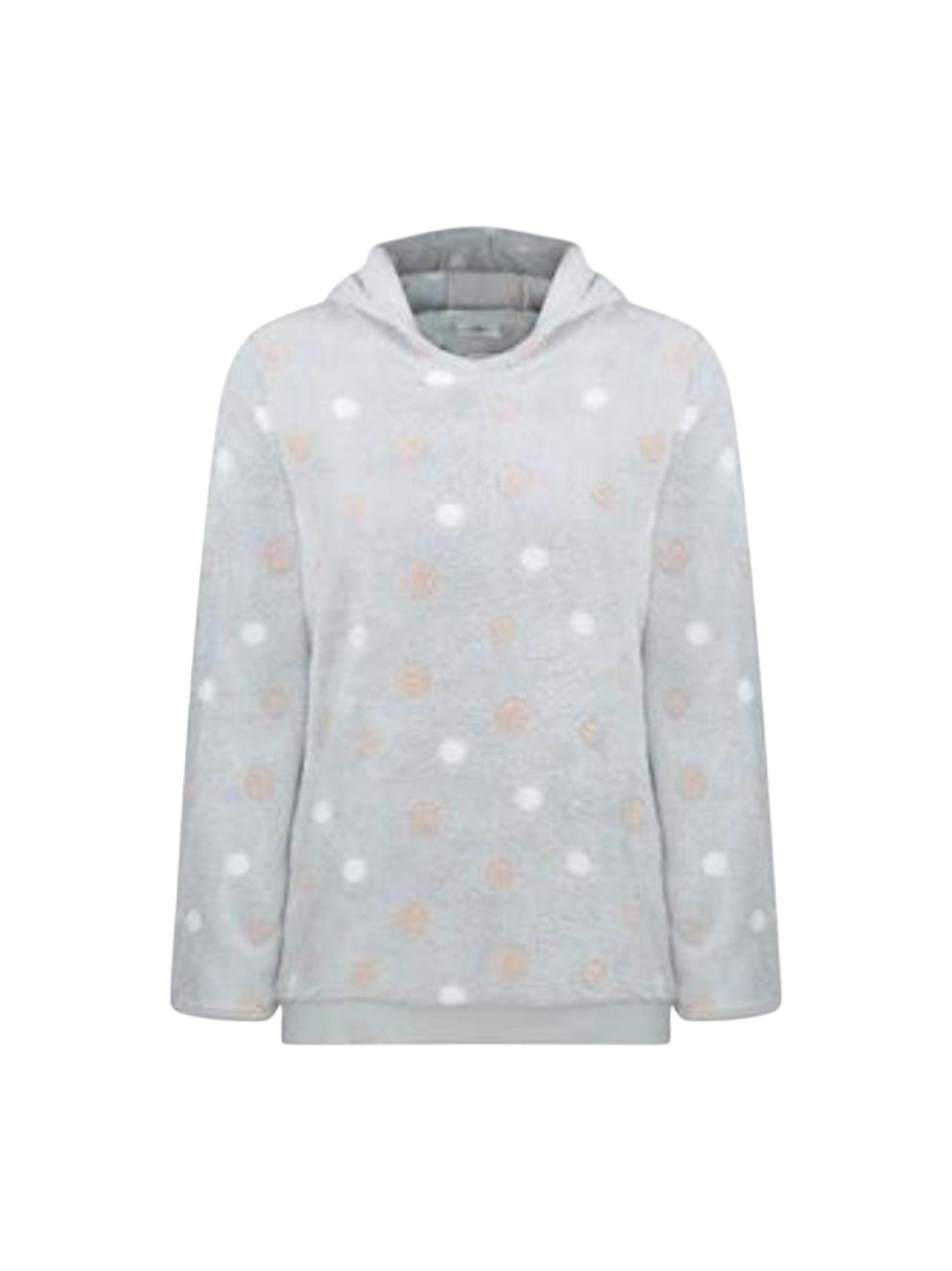Women's Dotted Faux Fur Hoodie,Light Grey