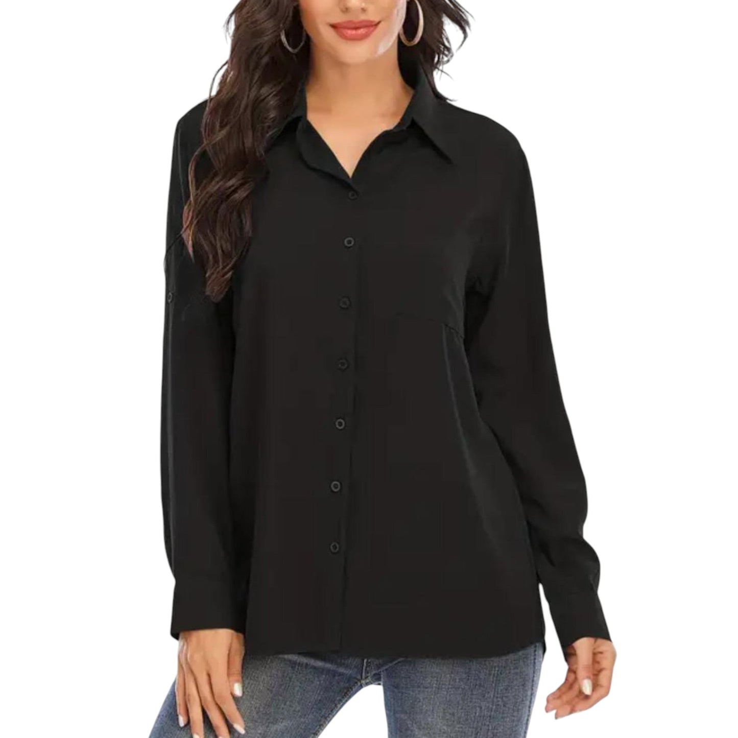 Women's Plain Chemise,Black