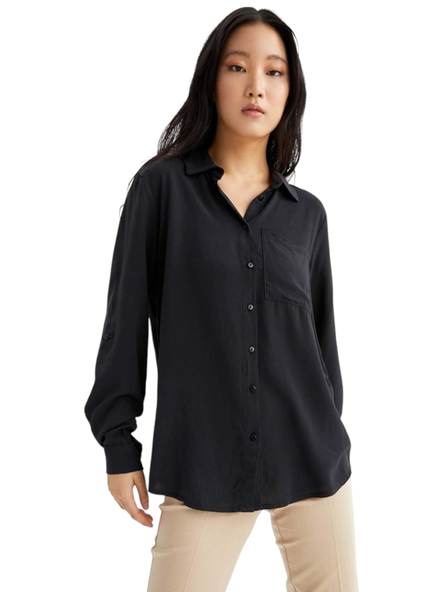 Women's Plain Chemise,Black