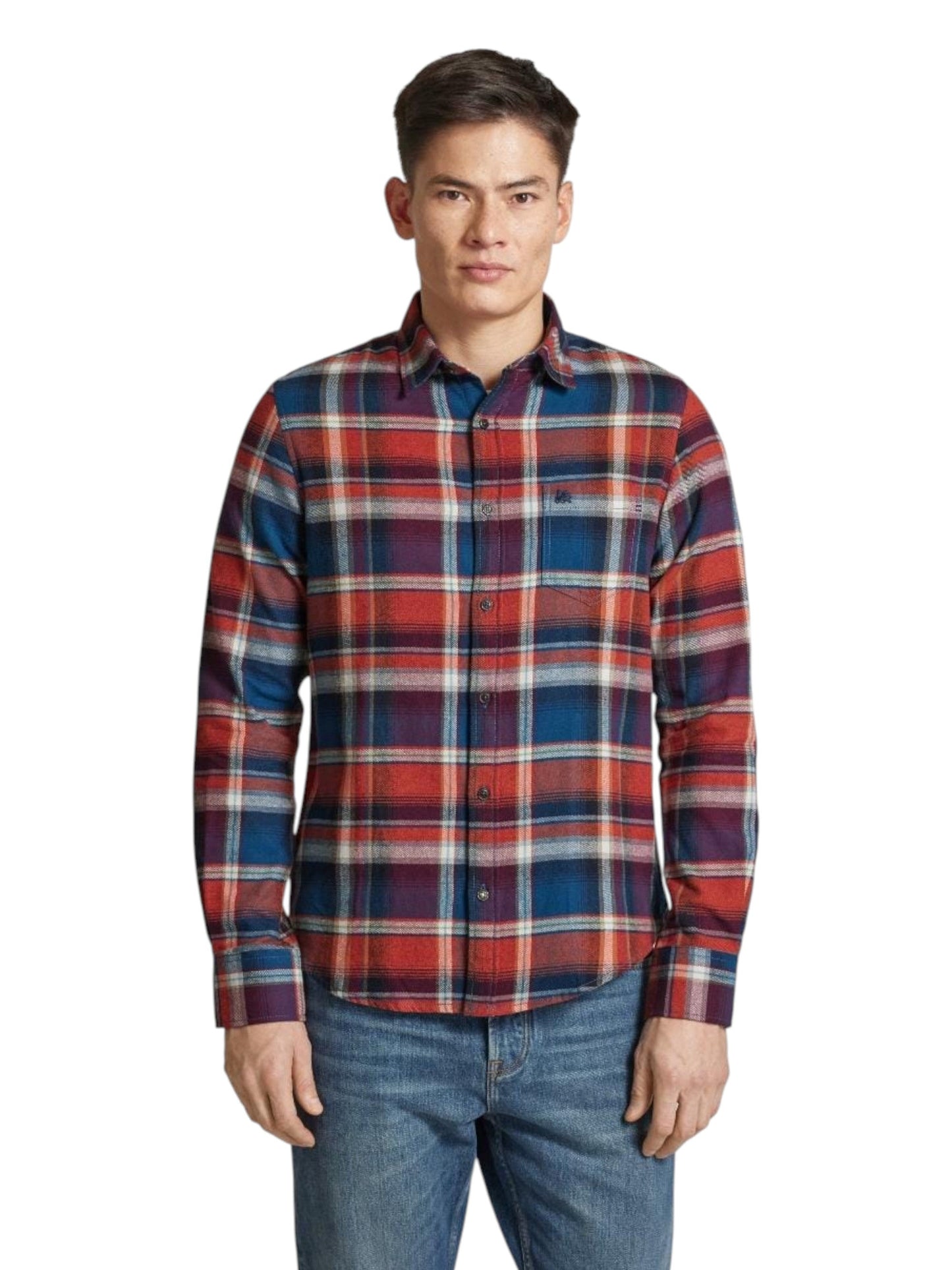 Men's Plaid Dress Shirt,Red